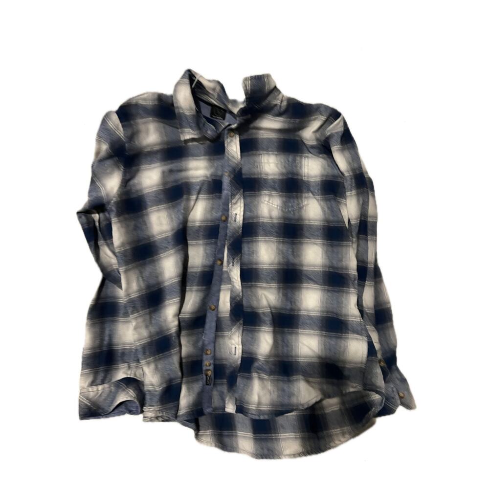 Burnside Blue Gray Button Up Flannel Shirt Mens XL